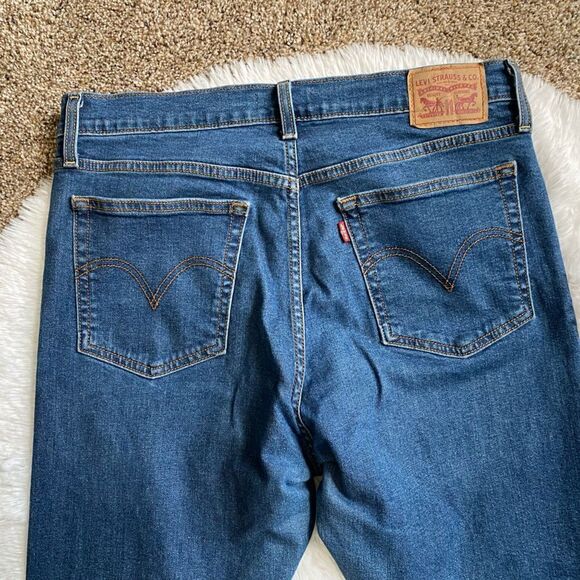 Levi’s Wedgie Skinny Button Fly Jeans Womens Size 32 Blue - Picture 4 of 10